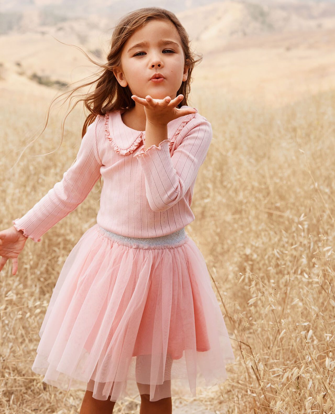 Long Sleeve Pointelle Collared T-Shirt - Image 5