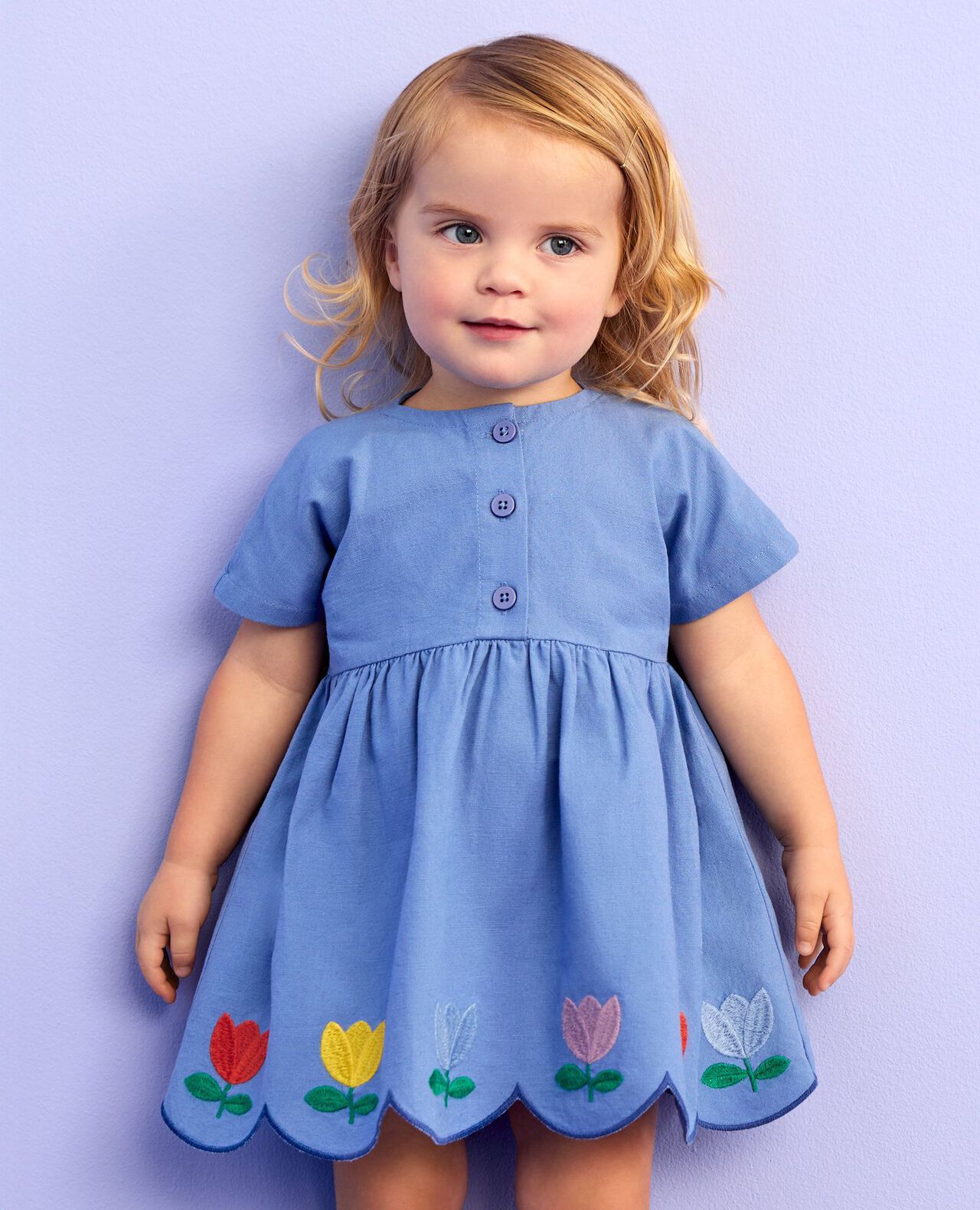 Baby Dolman Sleeve Linen Dress & Bloomers Set
